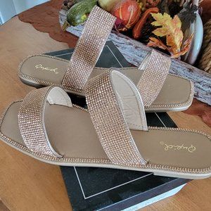 Cupid Rose Gold Rhinestone Sandal - Size 9